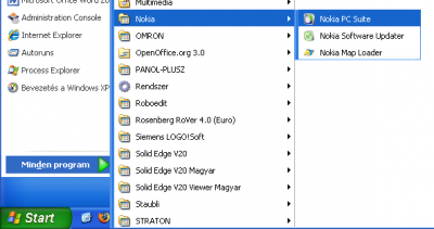 Start menü - Nokia PC Suite